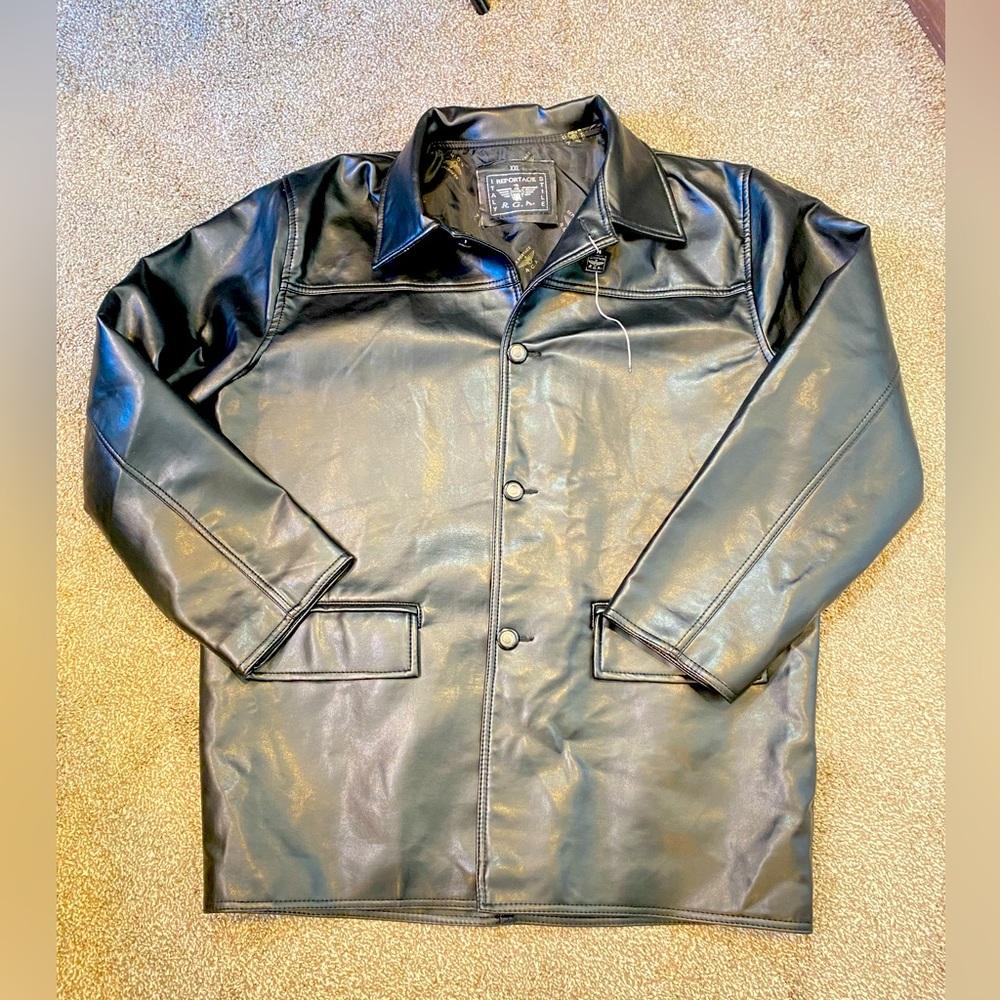New!  Reportage RGA Faux Leather Jacket Black Italy Style Butter Soft